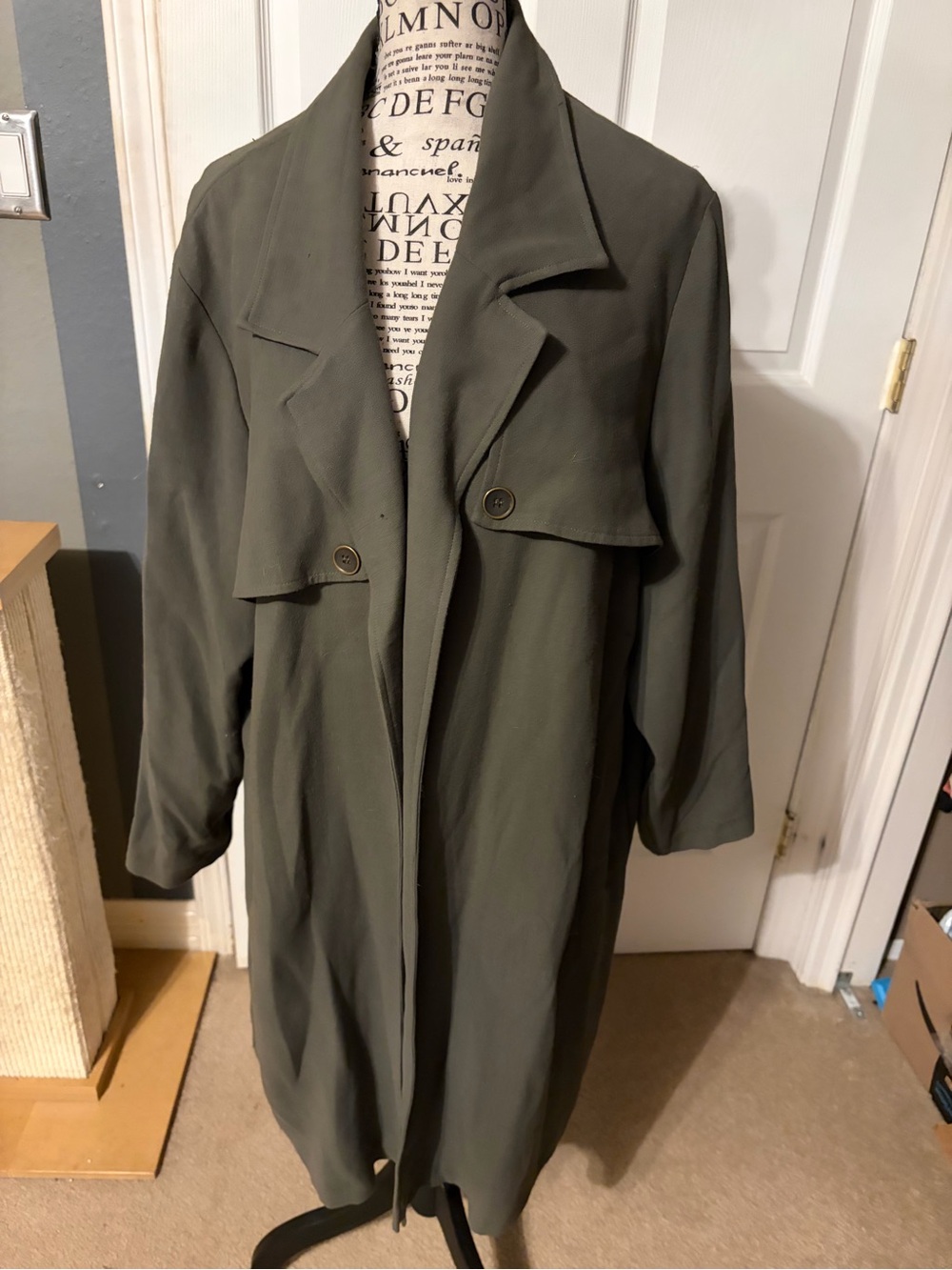 Simply Be Olive Green Long Trench Coat